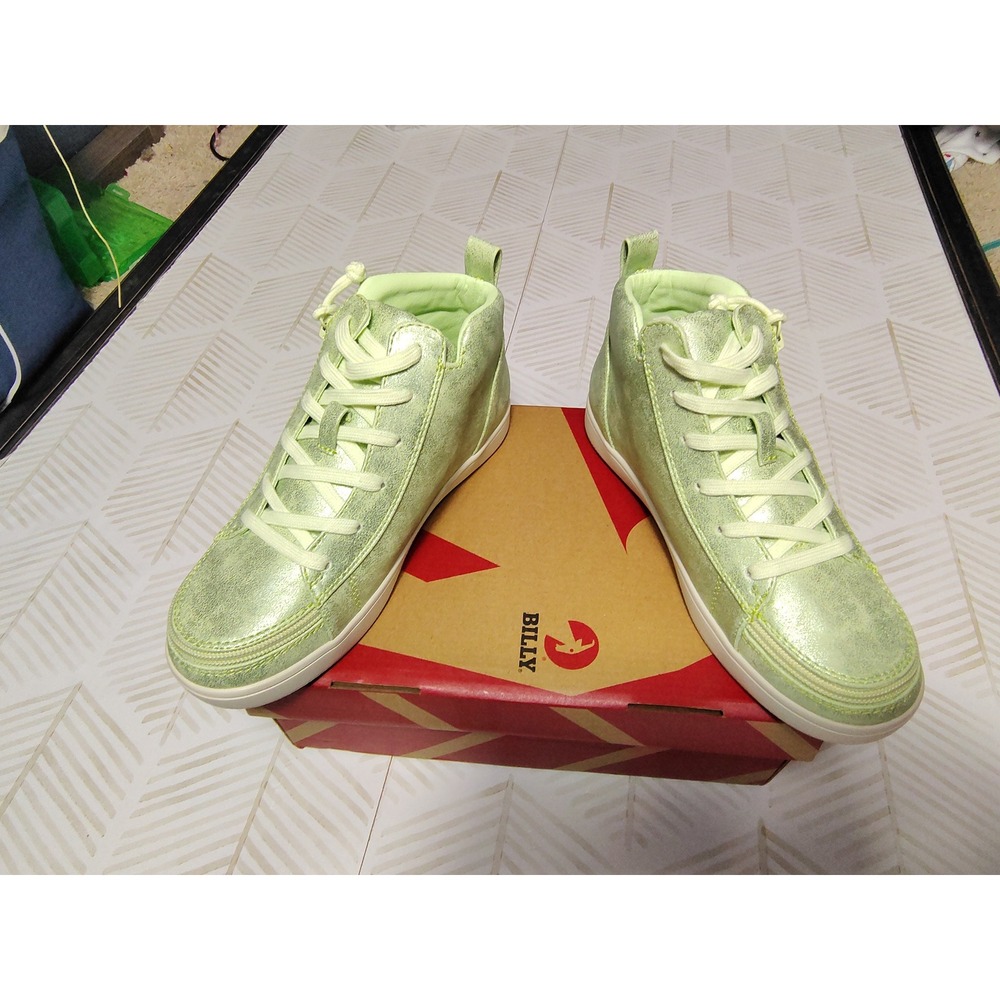 BILLY Footwear Mid Top Sneakers Cucumber Green Metallic BW22135-330 Womens 6M